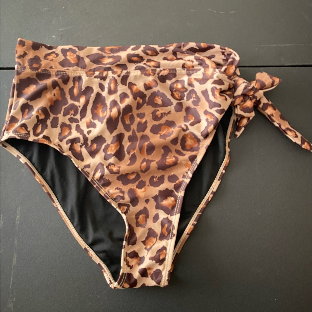 New Leopard High‎ Waisted w/ Side Tie Bikini Bottoms size XL